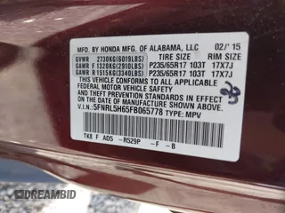 2015 Honda Odyssey EX-L с VIN 5FNRL5H65FB065778, выставлен на аукционе IAAI как лот 40356269 с пробегом 140 249 миль миль и . История ставок и продаж доступна на DreamBid. Изображение 9.