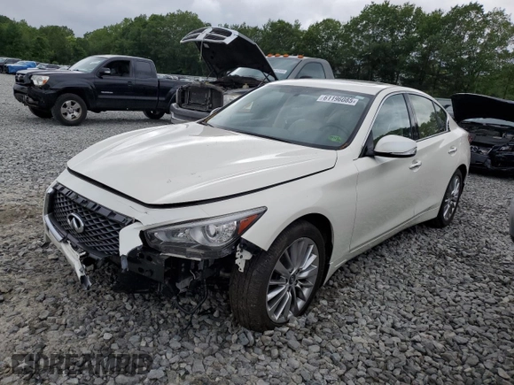 2019 Infiniti Q50 Luxe с VIN JN1EV7AR7KM556320, выставлен на аукционе Copart как лот 61196085 с пробегом 53 313 миль миль и Списание • Salvage title. История ставок и продаж доступна на DreamBid. Изображение 1.