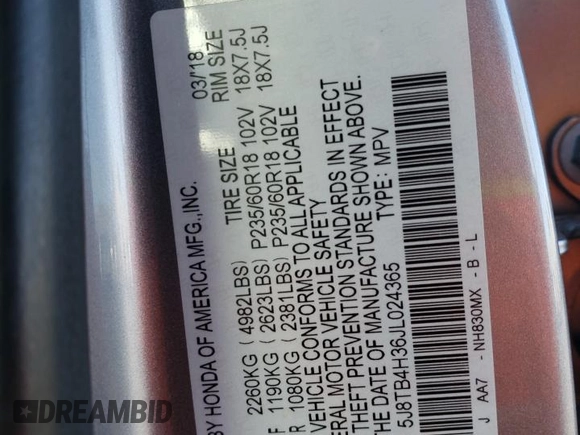 2018 Acura RDX with VIN 5J8TB4H36JL024365, listed as a Copart auction lot 46147073 with 42,387 mi miles. Bid and sale history available at carsss.com. Image 15.