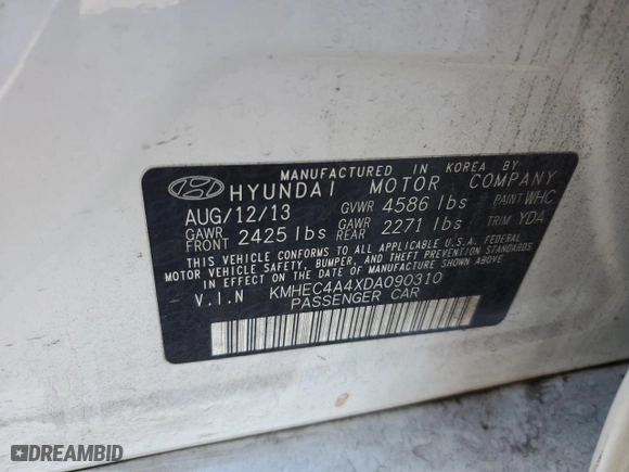 2013 Hyundai Sonata Hybrid with VIN KMHEC4A4XDA090310, listed as a Copart auction lot 41877255 with 167,329 mi miles and Salvage Title. Bid and sale history available at carsss.com. Image 14.
