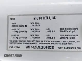 2020 Tesla Model 3 Performance z VIN 5YJ3E1EC9LF641242, wystawiony jako IAAI lot #42380146 z przebiegiem Nie podano mil oraz . Historia ofert i sprzedaży dostępna na DreamBid. Obrazek 9.