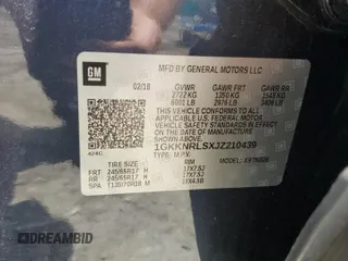 2018 GMC Acadia SLE with VIN 1GKKNRLSXJZ210439, listed as a Copart auction lot 56489784 with 54,567 mi miles and Salvage title. Bid and sale history available at DreamBid. Image 13.
