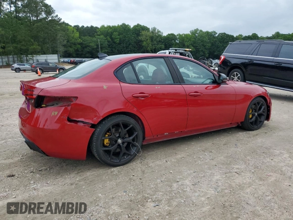 2019 Alfa Romeo Giulia Sport with VIN ZARFAMAN9K7622816, listed as a Copart auction lot 58764765 with 46,187 mi miles and Salvage title. Bid and sale history available at DreamBid. Image 3.