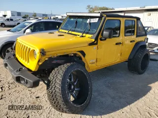 2019 Jeep Wrangler Unlimited Sport S with VIN 1C4HJXDG6KW560203, listed as a Copart auction lot 42637975 with 84,957 mi miles and Salvage title. Bid and sale history available at DreamBid. Image 1.