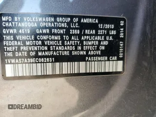 2014 Volkswagen Passat Wolfsburg Ed with VIN 1VWAS7A39EC062631, listed as a Copart auction lot 51150715 with 159,723 mi miles and Salvage Title. Bid and sale history available at carsss.com. Image 14.