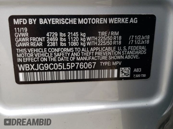 2020 BMW X1 xDrive28i with VIN WBXJG9C05L5P76067, listed as a Copart auction lot 40635893 with 57,184 mi miles. Bid and sale history available at carsss.com. Image 13.
