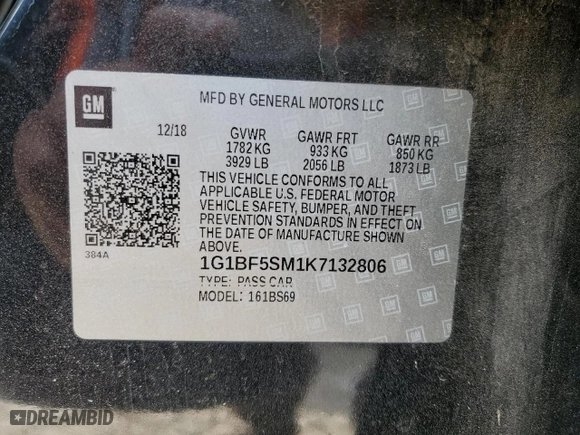 2019 Chevrolet Cruze Premier with VIN 1G1BF5SM1K7132806, listed as a Copart auction lot 73595624 with 0 mi miles and Non Repairable. Bid and sale history available at carsss.com. Image 13.