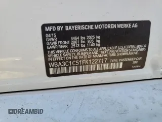 2015 BMW 3 Series 328i with VIN WBA3C1C51FK122717, listed as a Copart auction lot 46701455 with 57,826 mi miles and Salvage Title. Bid and sale history available at carsss.com. Image 14.