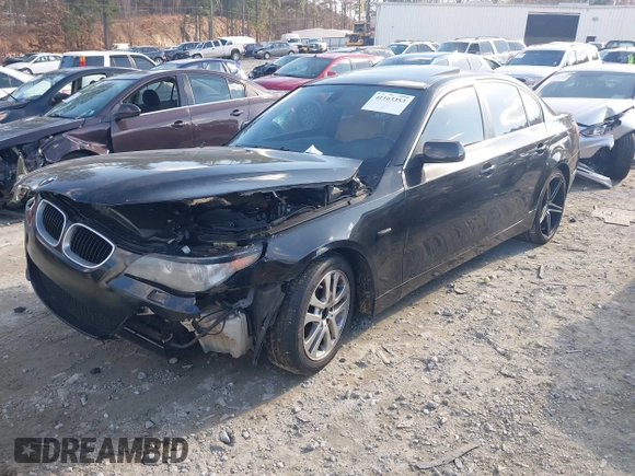 2007 BMW 5 Series 525i with VIN WBANE53517CW62137, listed as a IAAI auction lot 41163353 with 224,428 mi miles and . Bid and sale history available at carsss.com. Image 2.