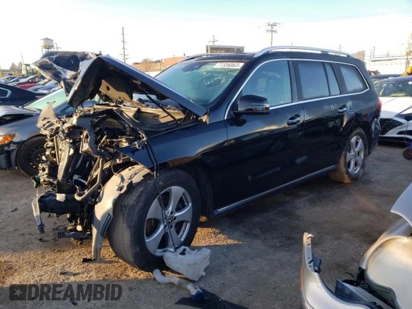 2019 Mercedes-Benz GLS 450 with VIN 4JGDF6EE1KB183192, listed as a Copart auction lot 77336863 with 59,349 mi miles and . Bid and sale history available at DreamBid. Image 1.