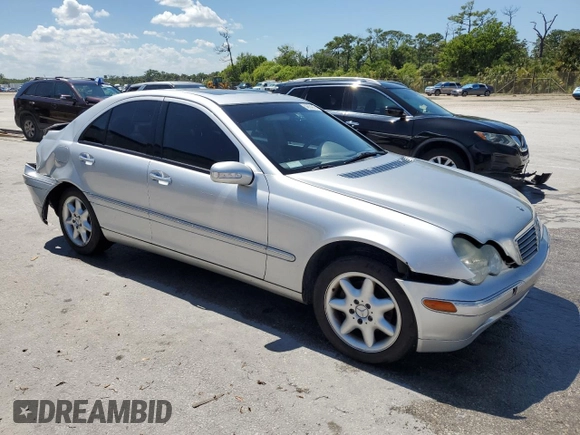 2002 Mercedes-Benz C with VIN WDBRF61J02F202917, listed as a Copart auction lot 50694815 with 59,803 mi miles and Salvage Title. Bid and sale history available at carsss.com. Image 4.