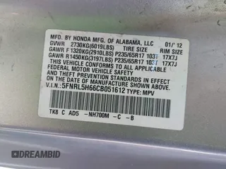 2012 Honda Odyssey EX-L с VIN 5FNRL5H66CB051612, выставлен на аукционе IAAI как лот 42190253 с пробегом 160 471 миль миль и . История ставок и продаж доступна на DreamBid. Изображение 9.