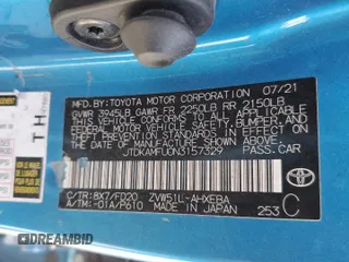 2022 Toyota Prius L Eco with VIN JTDKAMFU0N3157329, listed as a Copart auction lot 57233685 with 105,206 mi miles and Salvage Title. Bid and sale history available at DreamBid. Image 12.