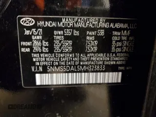 2021 Hyundai Santa Fe Calligraphy with VIN 5NMS5DAL5MH323833, listed as a Copart auction lot 41337795 with 54,484 mi miles and Salvage title. Bid and sale history available at DreamBid. Image 14.
