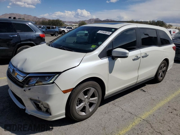 2018 Honda Odyssey EX-L with VIN 5FNRL6H72JB058195, listed as a Copart auction lot 51543075 with 84,625 mi miles and Salvage Title. Bid and sale history available at carsss.com. Image 1.