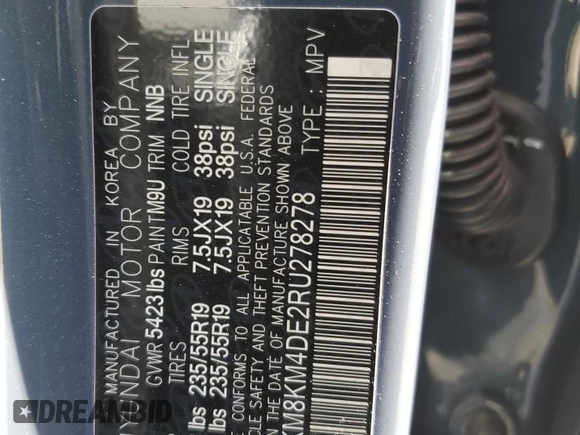 2024 Hyundai Ioniq 5 SE z VIN KM8KM4DE2RU278278, wystawiony jako Copart lot #47047935 z przebiegiem 7 829 mil mil oraz Szkoda całkowita • Salvage title. Historia ofert i sprzedaży dostępna na DreamBid. Obrazek 13.