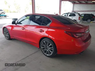 2018 Infiniti Q50 Red Sport 400 with VIN JN1FV7AR6JM481502, listed as a IAAI auction lot 41622523 with 74,097 mi miles and . Bid and sale history available at DreamBid. Image 3.