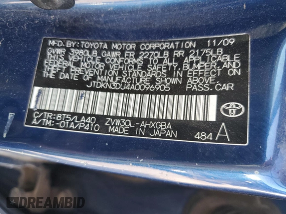2010 Toyota Prius II with VIN JTDKN3DU4A0096905, listed as a Copart auction lot 53905195 with 177,383 mi miles and Non Repairable. Bid and sale history available at carsss.com. Image 13.
