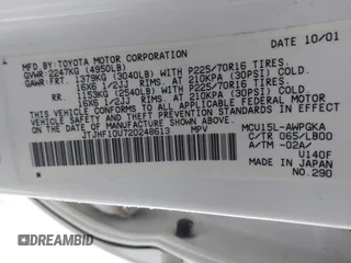2002 Lexus RX 300 with VIN JTJHF10U720248613, listed as a IAAI auction lot 41571642 with 136,682 mi miles and . Bid and sale history available at DreamBid. Image 9.