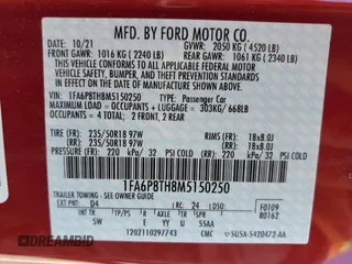 2021 Ford Mustang EcoBoost with VIN 1FA6P8TH8M5150250, listed as a Copart auction lot 38805533 with 23,804 mi miles. Bid and sale history available at carsss.com. Image 13.
