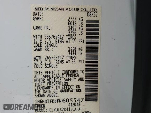 2023 Nissan Frontier SV with VIN 1N6ED1FK8PN605547, listed as a Copart auction lot 43208425 with 29,797 mi miles and Salvage Title. Bid and sale history available at carsss.com. Image 12.