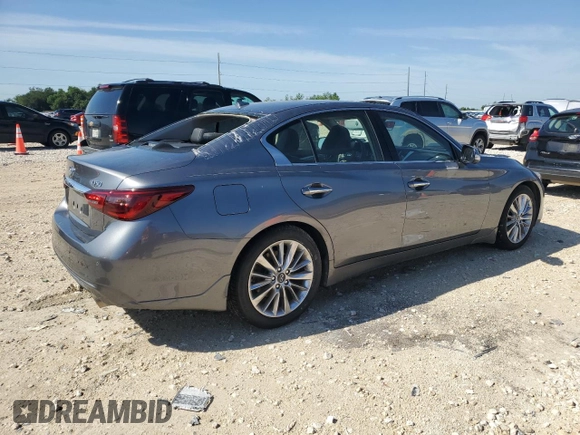 2021 Infiniti Q50 Luxe with VIN JN1EV7BP5MM702973, listed as a Copart auction lot 53355165 with 54,114 mi miles and Clean title. Bid and sale history available at DreamBid. Image 3.