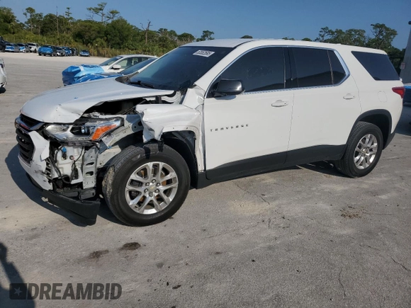 2020 Chevrolet Traverse LS z VIN 1GNERFKW7LJ106094, wystawiony jako Copart lot #53552695 z przebiegiem 92 236 mil mil oraz Szkoda całkowita • Salvage title. Historia ofert i sprzedaży dostępna na DreamBid. Obrazek 1.