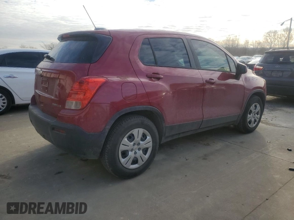 2015 Chevrolet Trax LS with VIN KL7CJKSB8FB228956, listed as a Copart auction lot 47347065 with 129,689 mi miles and Salvage Title. Bid and sale history available at carsss.com. Image 3.