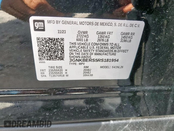 2024 Chevrolet Blazer RS with VIN 3GNKBERS5RS181954, listed as a Copart auction lot 62336035 with 10,701 mi miles and Salvage title. Bid and sale history available at DreamBid. Image 13.