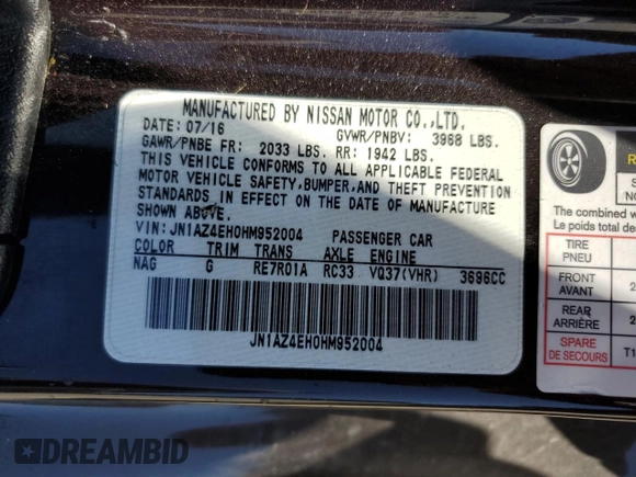 2017 Nissan 370Z with VIN JN1AZ4EH0HM952004, listed as a Copart auction lot 48632605 with 78,720 mi miles and Salvage Title. Bid and sale history available at DreamBid. Image 13.