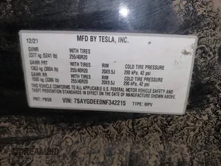 2022 Tesla Model Y Long Range z VIN 7SAYGDEE0NF342215, wystawiony jako IAAI lot #42136858 z przebiegiem 53 037 mil mil oraz . Historia ofert i sprzedaży dostępna na DreamBid. Obrazek 9.