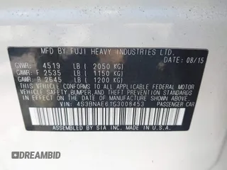2016 Subaru Legacy Premium with VIN 4S3BNAE61G3008453, listed as a IAAI auction lot 42592370 with 97,912 mi miles and . Bid and sale history available at DreamBid. Image 9.