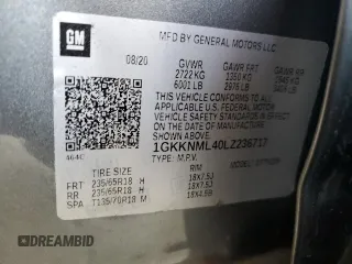 2020 GMC Acadia SLT with VIN 1GKKNML40LZ236717, listed as a Copart auction lot 82780574 with 37,283 mi miles and Salvage Title. Bid and sale history available at DreamBid. Image 15.