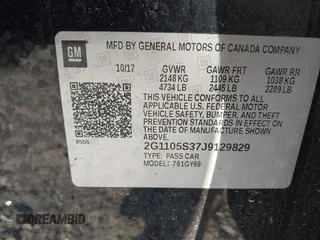 2018 Chevrolet Impala LT z VIN 2G1105S37J9129829, wystawiony jako IAAI lot #42048445 z przebiegiem 180 559 mil mil oraz . Historia ofert i sprzedaży dostępna na DreamBid. Obrazek 9.