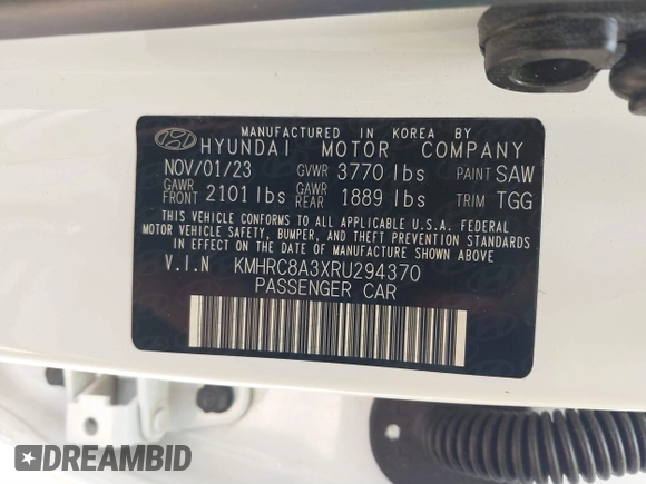 2024 Hyundai Venue SEL with VIN KMHRC8A3XRU294370, listed as a IAAI auction lot 41810440 with 12,511 mi miles and . Bid and sale history available at DreamBid. Image 9.