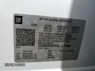 2020 Chevrolet Traverse Premier with VIN 1GNERKKW3LJ170965, listed as a Copart auction lot 51482875 with 68,429 mi miles and Salvage title. Bid and sale history available at DreamBid. Image 13.