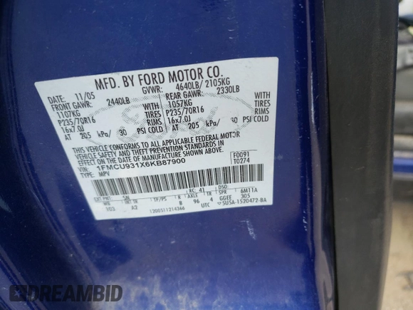 2006 Ford Escape XLT with VIN 1FMCU931X6KB87900, listed as a Copart auction lot 67684704 with 0 mi miles and Salvage Title. Bid and sale history available at carsss.com. Image 12.