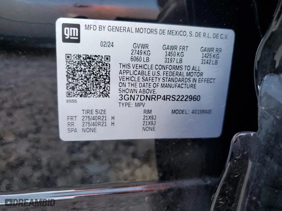 2024 Chevrolet Equinox EV RS with VIN 3GN7DNRP4RS222960, listed as a Copart auction lot 47896605 with 6,511 mi miles and Salvage Title. Bid and sale history available at carsss.com. Image 13.