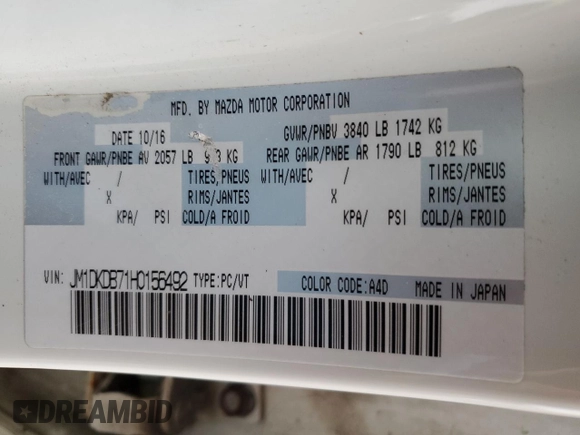 2017 Mazda CX-3 Sport with VIN JM1DKDB71H0156492, listed as a Copart auction lot 85139174 with 155,447 mi miles and Salvage Title. Bid and sale history available at carsss.com. Image 13.