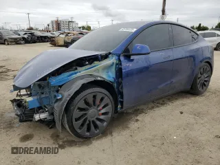 2022 Tesla Model Y Performance with VIN 7SAYGDEFXNF438281, listed as a Copart auction lot 53706435 with Not provided miles and Salvage title. Bid and sale history available at DreamBid. Image 1.