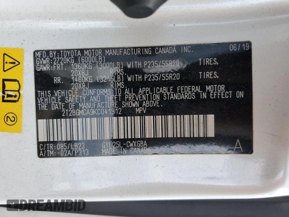 2019 Lexus RX with VIN 2T2BGMCA9KC041912, listed as a Copart auction lot 48085545 with 66,081 mi miles and Salvage Title. Bid and sale history available at carsss.com. Image 15.