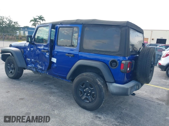 2018 Jeep Wrangler Unlimited Sport z VIN 1C4HJXDNXJW289319, wystawiony jako IAAI lot #42066282 z przebiegiem 76 963 mil mil oraz . Historia ofert i sprzedaży dostępna na DreamBid. Obrazek 3.
