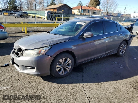 2014 Honda Accord Sedan LX with VIN 1HGCR2F36EA202599, listed as a Copart auction lot 47133785 with 117,966 mi miles and Salvage Title. Bid and sale history available at carsss.com. Image 1.