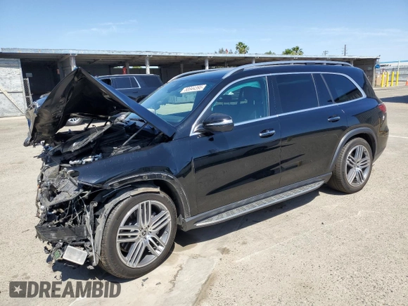 2021 Mercedes-Benz GLS 450 with VIN 4JGFF5KE8MA390873, listed as a Copart auction lot 58944395 with 47,115 mi miles and Salvage title. Bid and sale history available at DreamBid. Image 1.