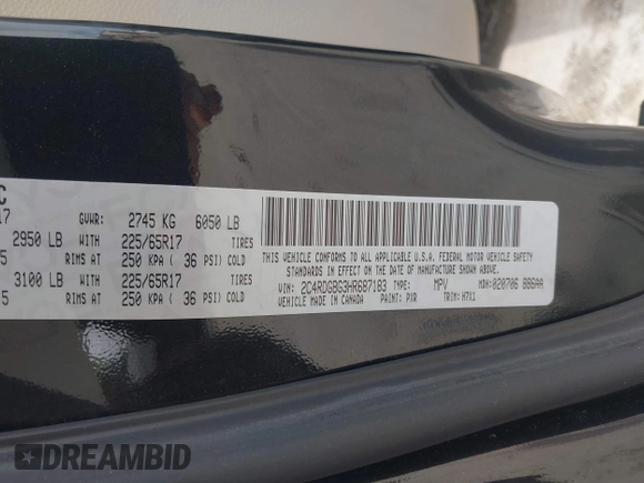 2017 Dodge Grand Caravan SE z VIN 2C4RDGBG3HR687183, wystawiony jako IAAI lot #41971615 z przebiegiem 158 201 mil mil oraz . Historia ofert i sprzedaży dostępna na DreamBid. Obrazek 9.