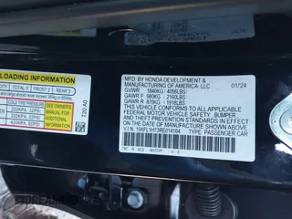 2024 Honda Civic EX-L z VIN 19XFL1H73RE014164, wystawiony jako IAAI lot #38823542 z przebiegiem 3 mil mil oraz . Historia ofert i sprzedaży dostępna na DreamBid. Obrazek 9.