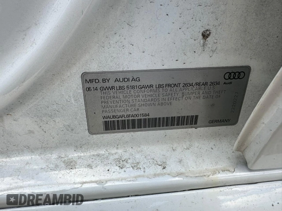 2015 Audi S4 Premium Plus with VIN WAUBGAFL6FA001584, listed as a Copart auction lot 83120324 with 196,598 mi miles and Clean Title. Bid and sale history available at carsss.com. Image 10.