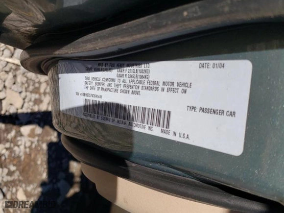 2004 Subaru Legacy Wagon (Natl) Outback with VIN 4S3BH675747641441, listed as a Copart auction lot 45223245 with 0 mi miles and Salvage Title. Bid and sale history available at carsss.com. Image 12.