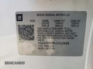 2020 Chevrolet Impala LT with VIN 1G11Z5S30LU112429, listed as a Copart auction lot 49272935 with 108,548 mi miles and Salvage Title. Bid and sale history available at DreamBid. Image 15.