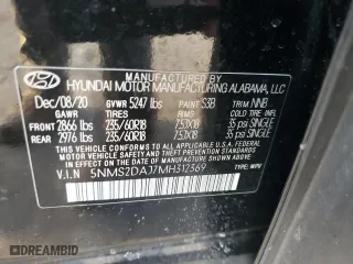 2021 Hyundai Santa Fe SEL with VIN 5NMS2DAJ7MH312369, listed as a Copart auction lot 42842825 with 84,249 mi miles and Non Repairable. Bid and sale history available at carsss.com. Image 13.